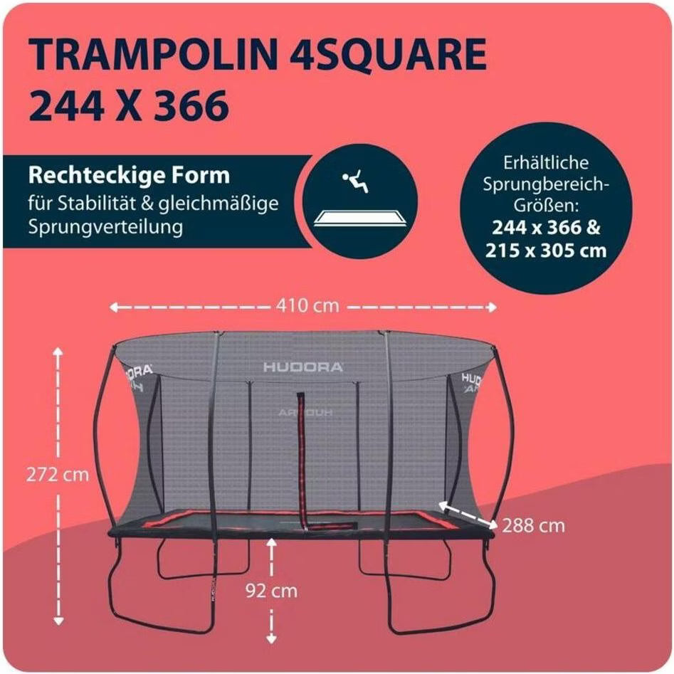 Hudora Trampolin 4square (366 cm × 244 cm)