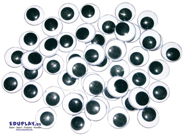 Yeux mobiles 18 mm, noir et blanc