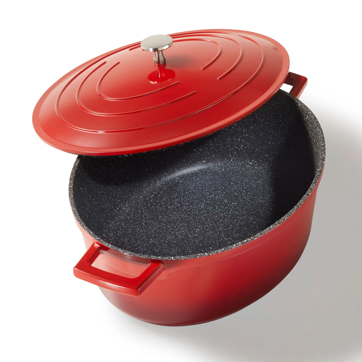 STONELINE® Gourmet Bräter 32 x 25 cm, mit Aluguss-Deckel, kirschrot