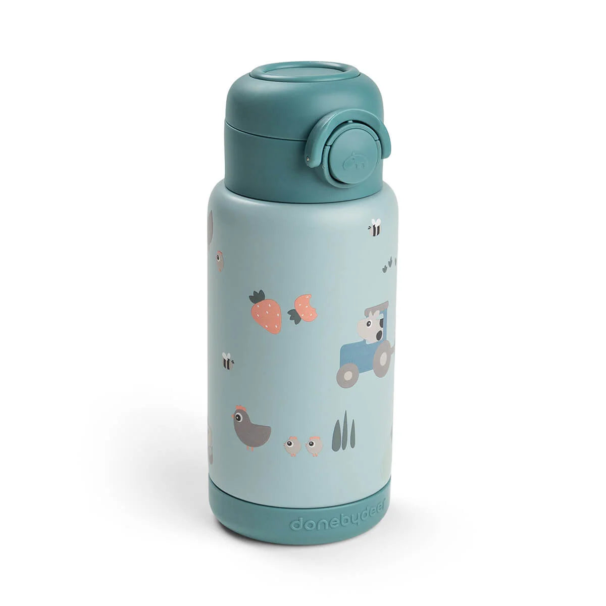 Done by Deer Thermo-Strohhalmflasche Tiny farm Blau 340 ml
