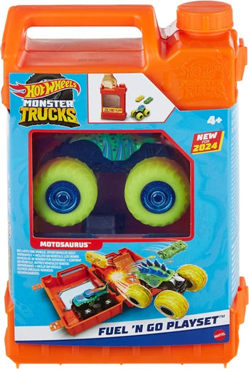 Monster Trucks Fuel N Go Spielset, Stunt-Arena, Auto 1:64, Hebeb