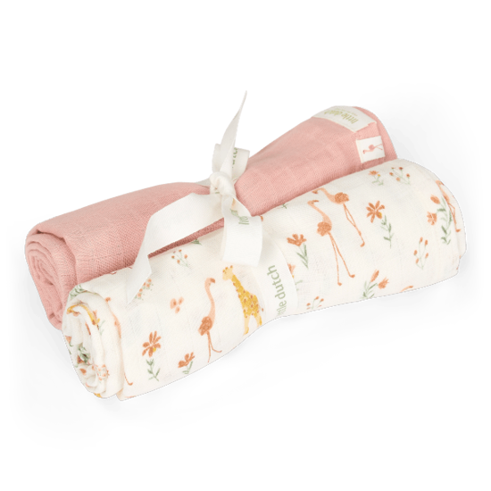 Little Dutch Pucktuch-Set - Rosa - 70x70 cm - Blooming Safari