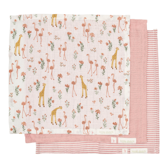 Little Dutch Mulltuecher Set - Rosa - Blooming Safari