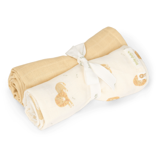 Little Dutch Pucktuch-Set - Gelb - 70x70 cm - Safari Leo