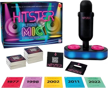 Hitster Flying Mic, d ab 16 Jahren, 2-10 Spieler, Musik-Kartenspiel mit App