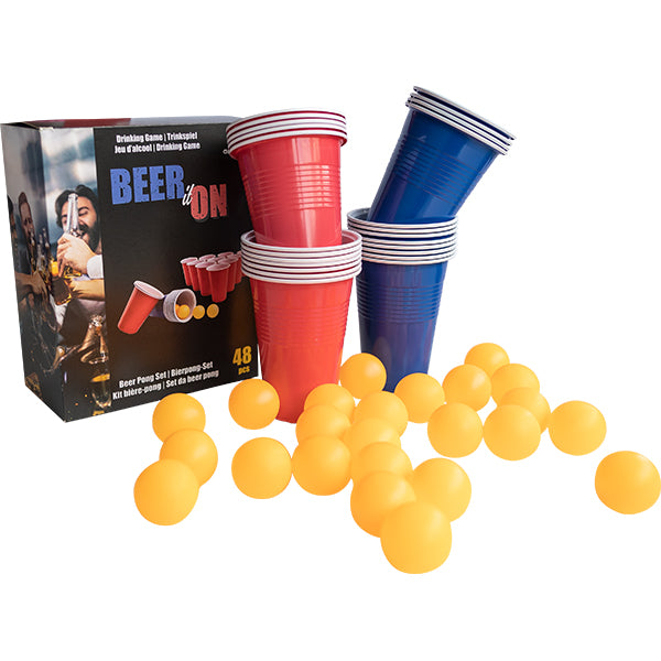 Sombo Trinkspiel Beer Pong mit 24 Becher und 24 Bällen