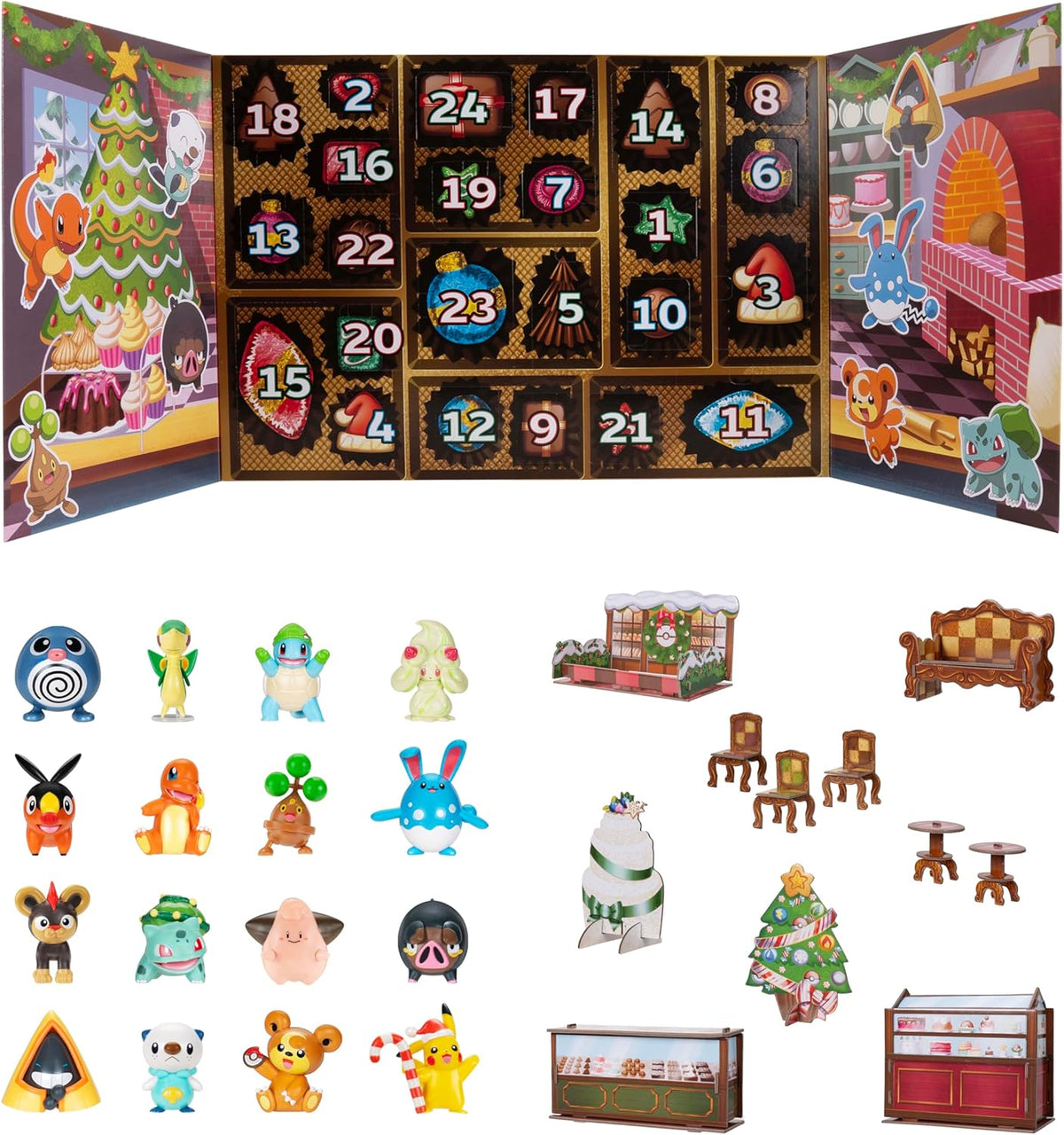 Jazwares Pokémon PKW4116 - Adventskalender – Mit 16 exklusiven Battle-Figuren