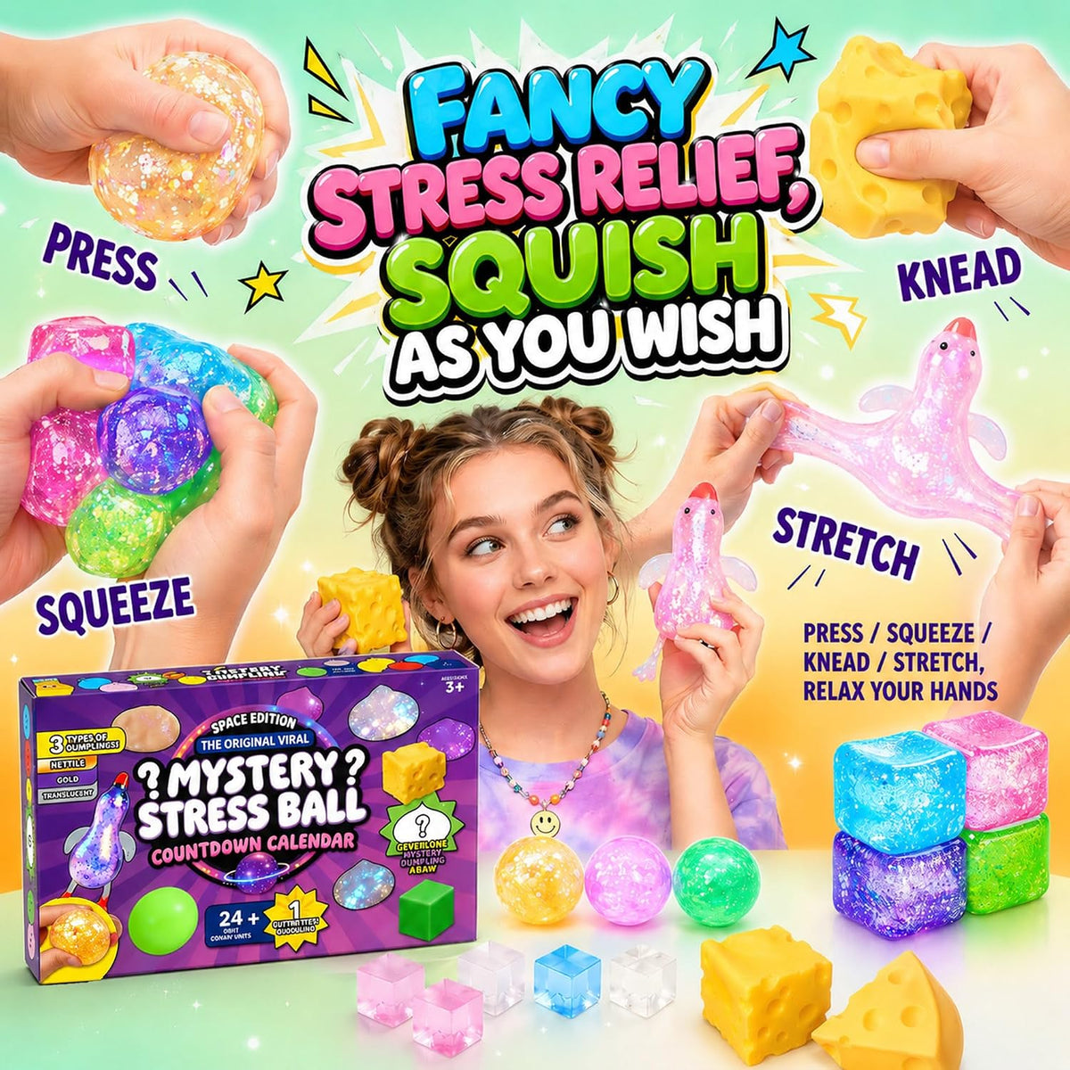 Pipihome Squishy Adventskalender 2026, 24 Stück Squishy Fun Box Set