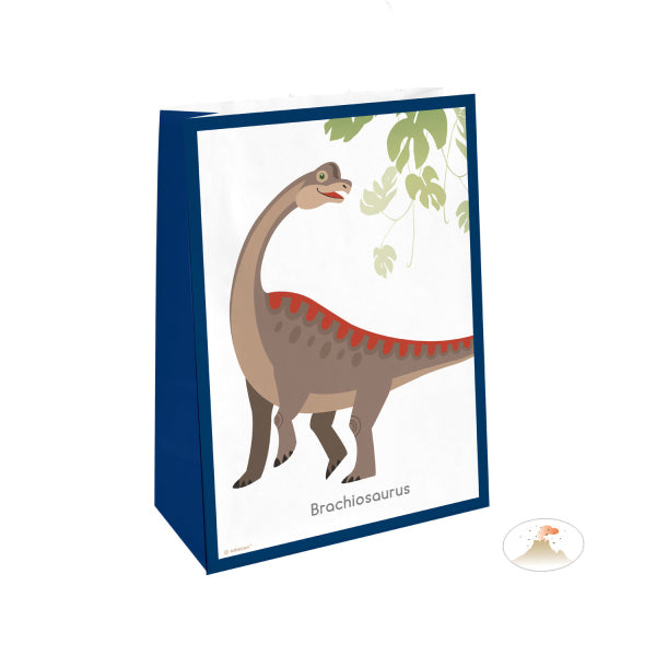 Riethmueller 4 Papiertueten Happy Dinosaur mit Stickern, 14.7 x 21cm