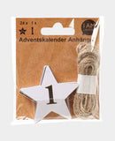 I Am Creative Adventskalender Tags mit 6 m Schnur, Weiss & Gold, ø 6 cm, 24 Stk.