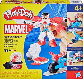 Play-Doh Captain America Action Bike, 3 Dosen Knete, Zubehör, ab 4 Jahren