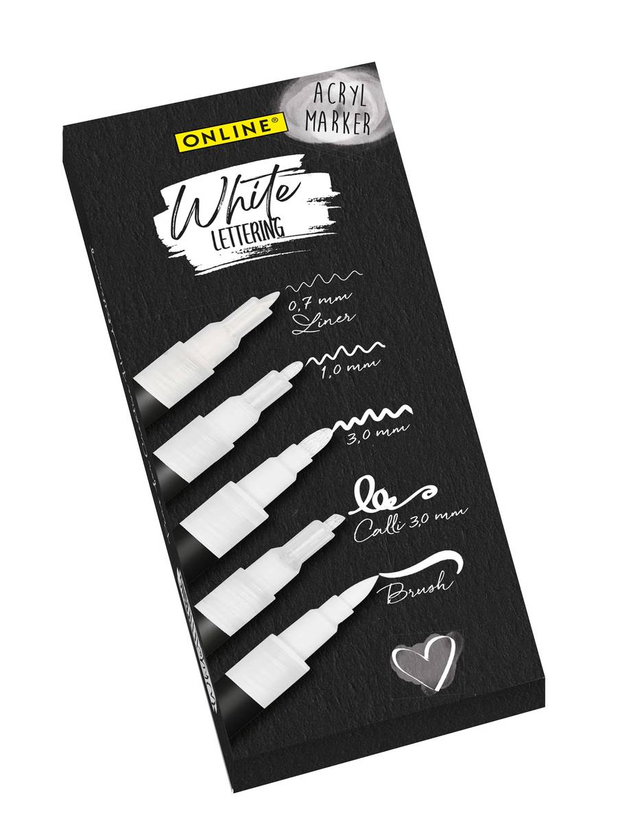 ONLINE White Lettering 5er Set
