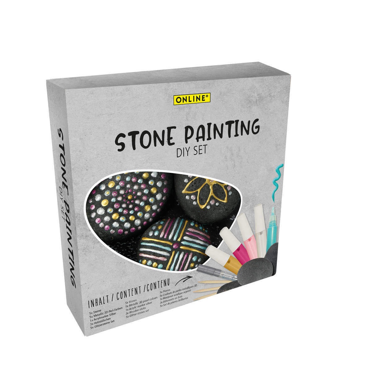 ONLINE Stone paint kit inkl 5 Steinen