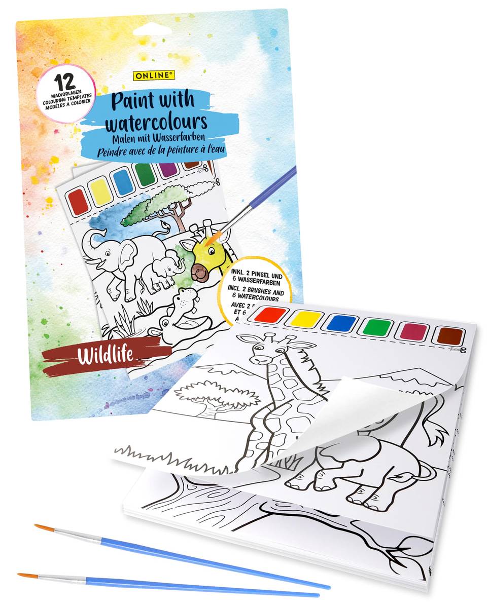 ONLINE Paint with water color Wildlife inkl 2 Pinsel