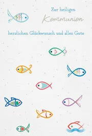 Postkarte KOMMUNION fisch