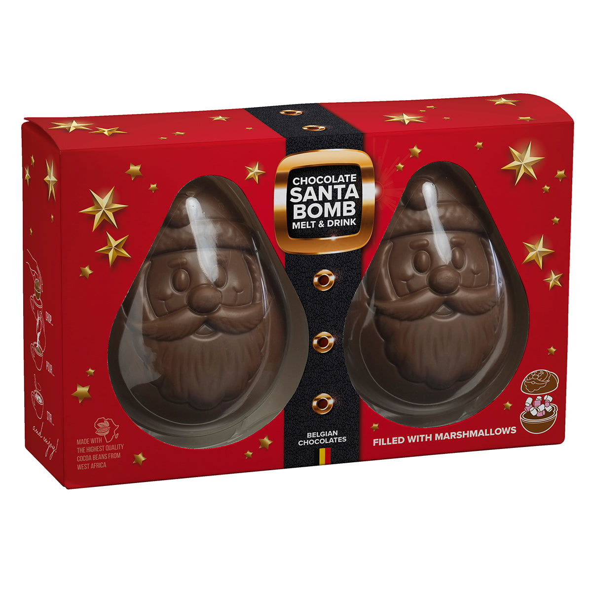 Schoko-Bombe Santa mit Mini-Marshmallows