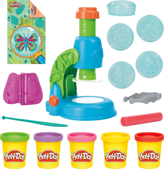 Play-Doh Mikroskop mit Licht 5 Dosen Knete, Petrischalen