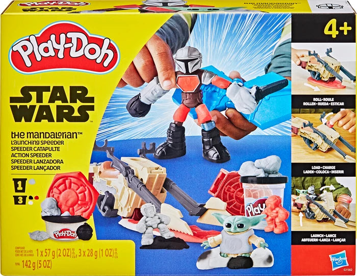 Play-Doh Star Wars Mandalorian Action Speeder, 3+1 Dosen Knete