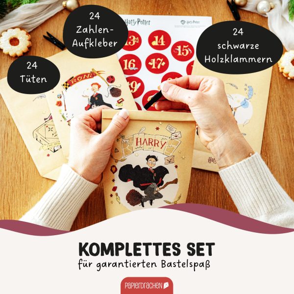 Papierdrachen  Adventskalender Tüten – Harry Potter Packpapier