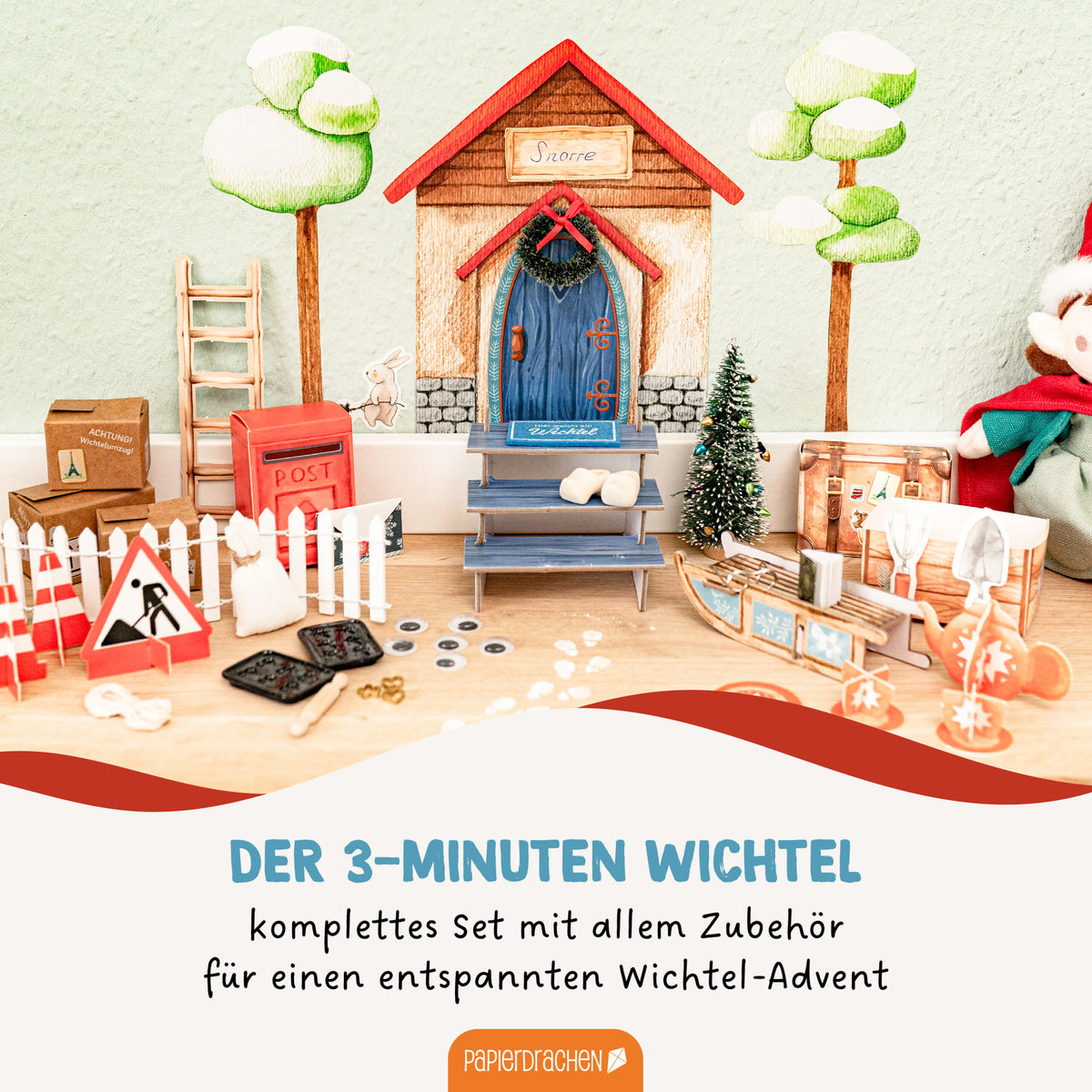 Papierdrachen Wichtel-Set zum Advent