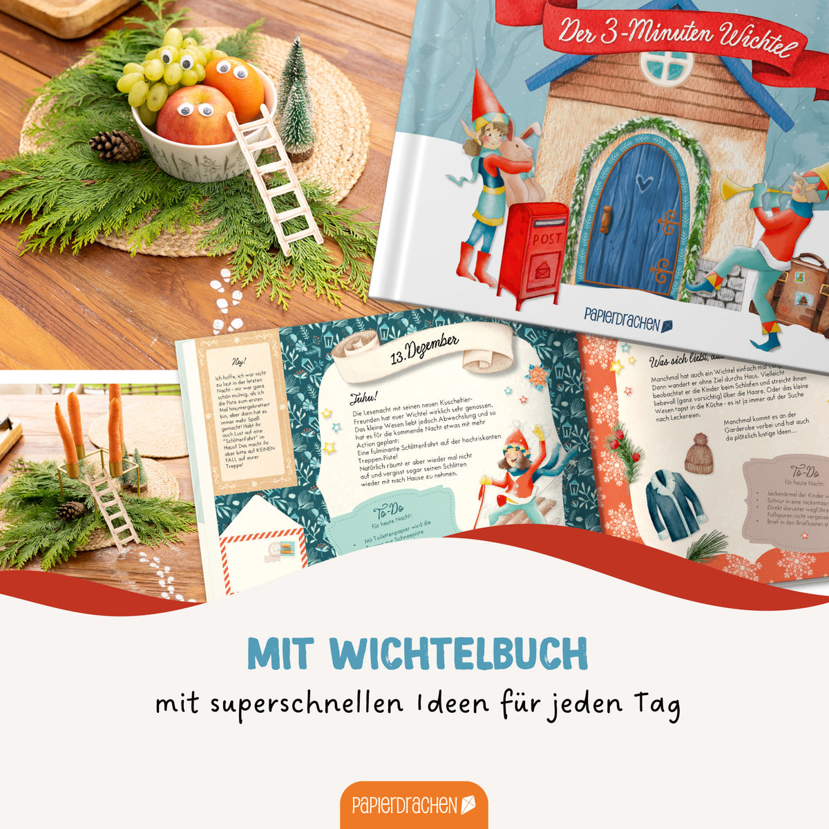 Papierdrachen Wichtel-Set zum Advent