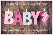 Postkarte Ereignis Baby Holz rose