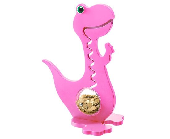 BigBellyBank Rosa einfarbige Kugelbahn-Spardose Dino aus Holz 60cm
