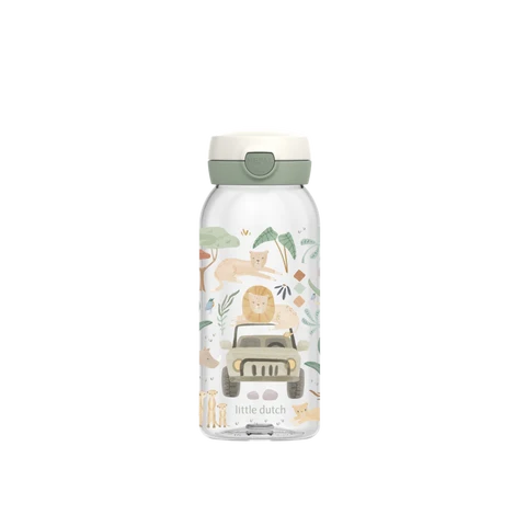 Little Dutch  Trinkflasche mit Flip Cap Campus 600 ml Safari Friends