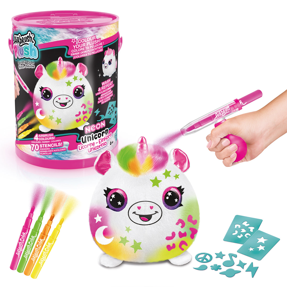Canal Toys Airbrush Plush Neon Squish Pals Paint Can