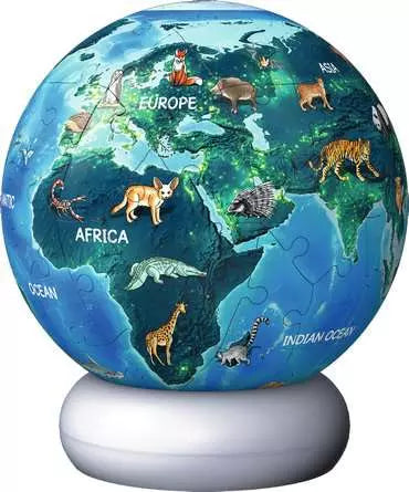 Ravensburger 3D Puzzle-Ball Nachtlicht Erde mit Tiermotiven
