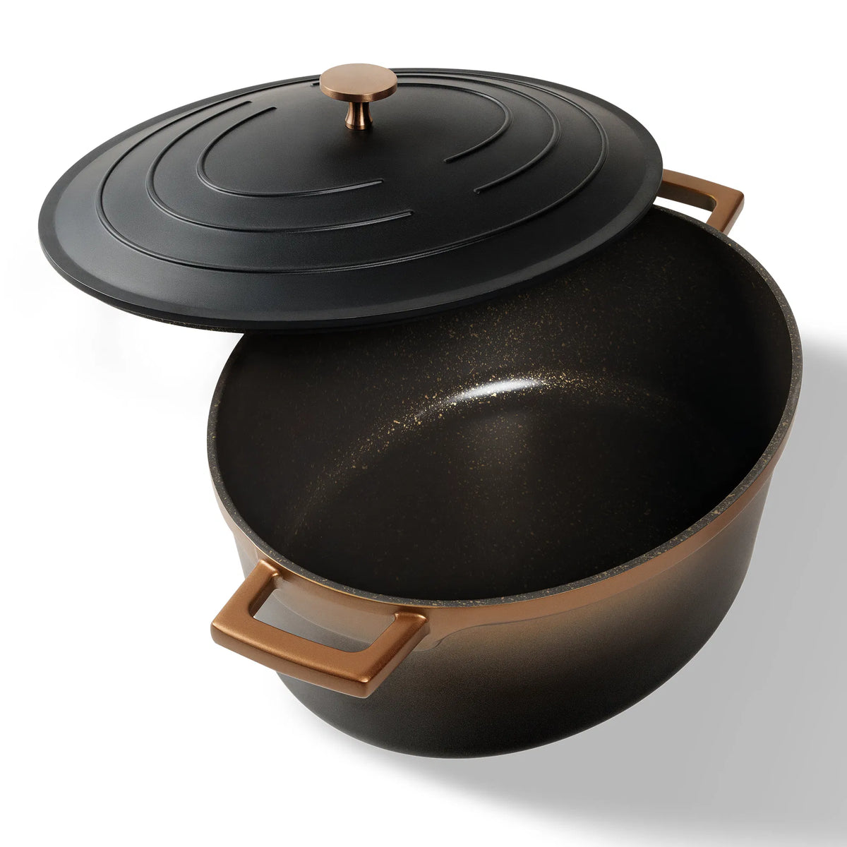 STONELINE® Roségold Gourmet Bräter 32x25 cm mit Deckel, Backofen und Induktion geeignet, Antihaft