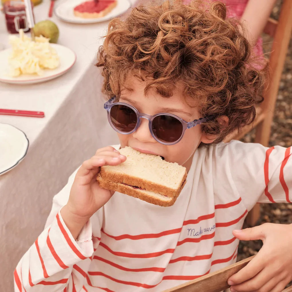 Olivo & Co KIDS Oval Sunglasses-Breakfast Art-Blueberry
