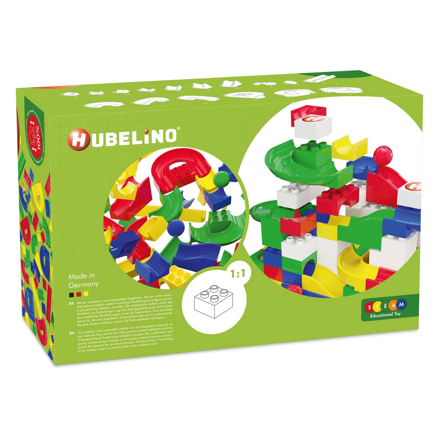 Hubelino Kugelbahn: KIGA-Set Bahnelemente [156 Teile]