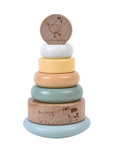 Little Dutch Holz-Stapelturm mit Ringen Little Farm FSC