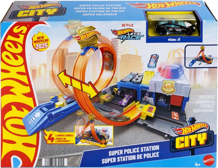 Hot Wheels City Super Polizeistation Spielset, Rampe, Looping, Polizeiauto