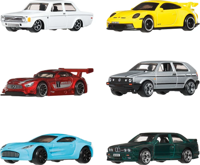 Hot Wheels Euro Style Multipack 6 Fahrzeuge, europäische Marken