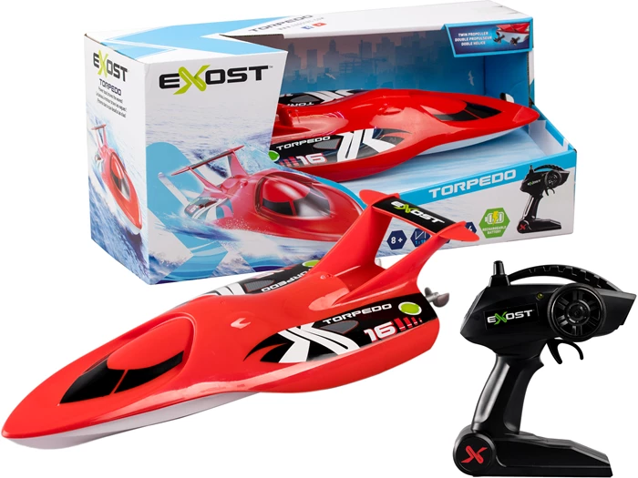 Silverlit Exost Torpedo Rennboot, 2.4 GHz 40x17x19 cm, Doppel-Propeller, Batt. 2xAA exkl., ab 8 Jahren