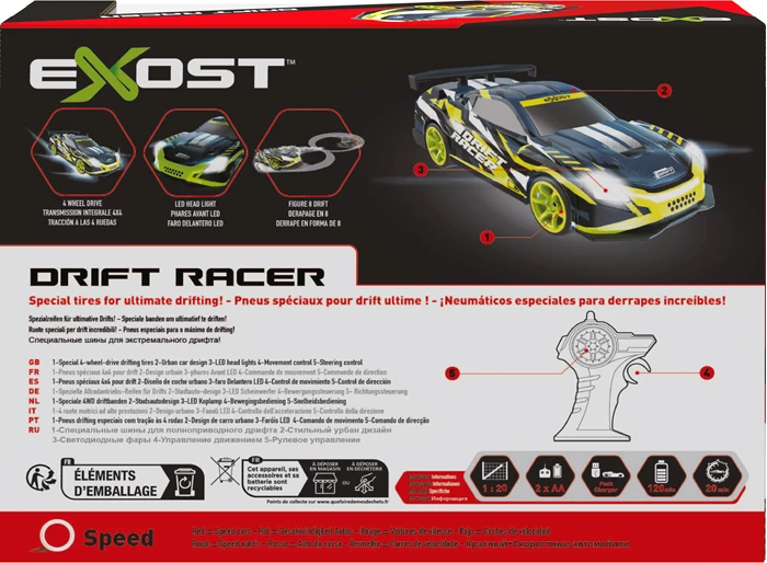 Silverlit Exost Drift Racer, 2.4 GHz Rennauto, harte Pneus, Batt. 2xAA exkl., ab 5 Jahren