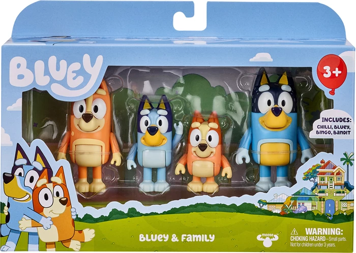 Bluey Figuren Viererpack Familie 4 bewegliche Figuren, ab 3 Jahren