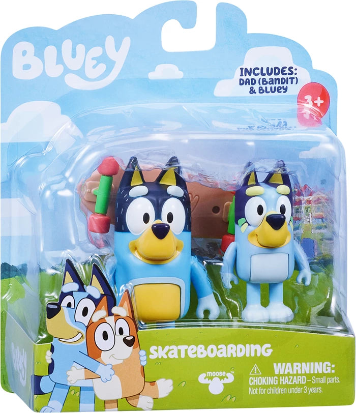 Bluey Figuren Doppelpack ass. 4-fach ass., 2 bewegliche Figuren, Zubehör, ab 3 Jahren