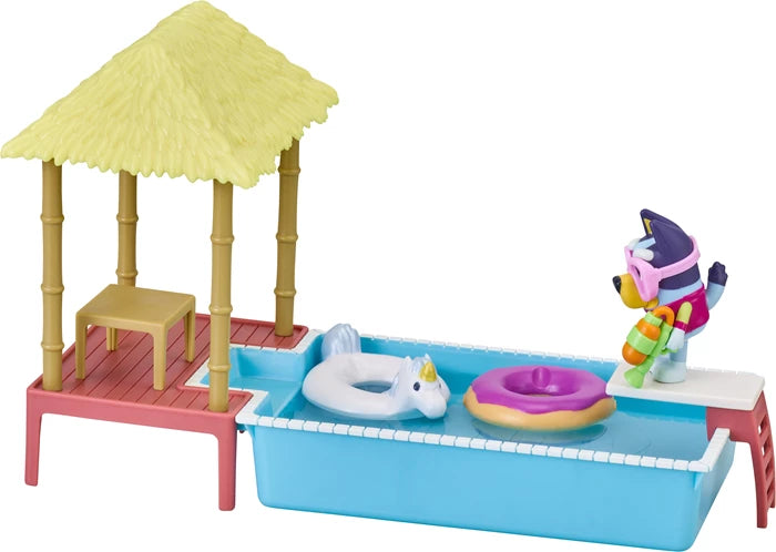 Bluey Pool Spielset Bluey-Figur, Sprungbrett, Zubehör, ab 3 Jahren