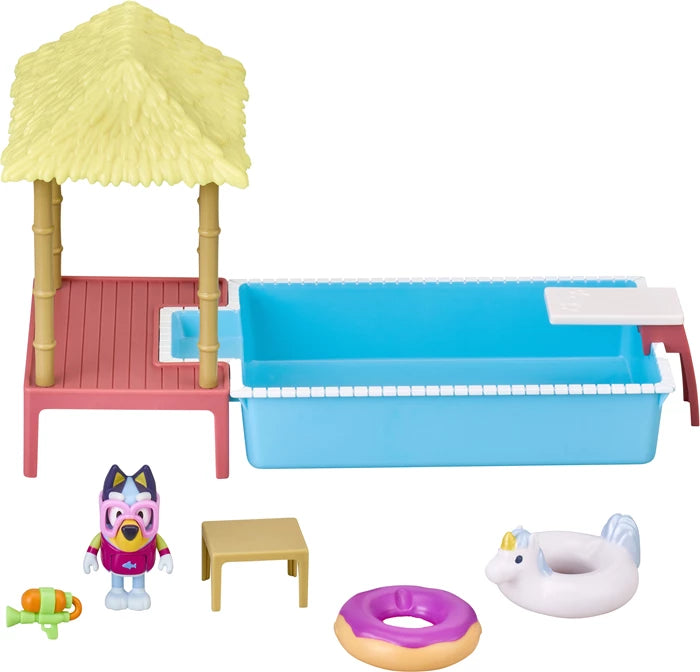 Bluey Pool Spielset Bluey-Figur, Sprungbrett, Zubehör, ab 3 Jahren