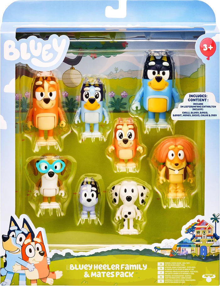 Bluey Figuren Achterpack 8 bewegliche Figuren, ab 3 Jahren