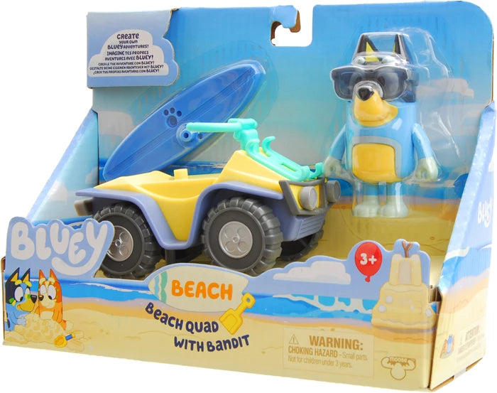 Bluey Strandbuggy Bandit-Figur, Fahrzeug, Surfbrett, ab 3 Jahren