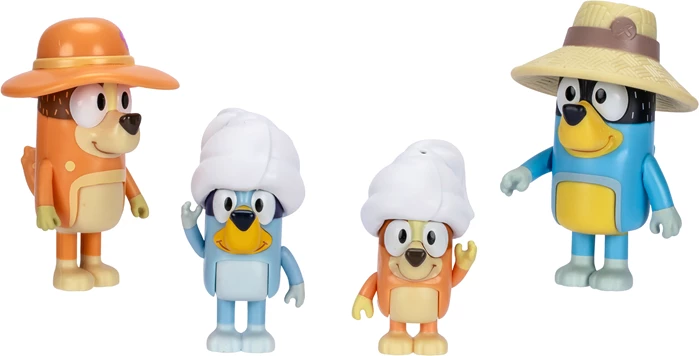 Bluey Figuren Ausflug Viererpack Familie, 4 bewegliche Figuren, Zubehör, ab 3 Jahren