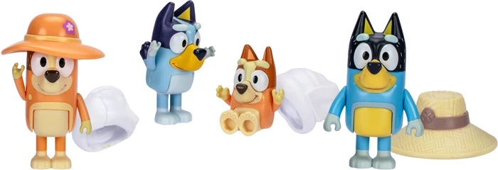 Bluey Figuren Ausflug Viererpack Familie, 4 bewegliche Figuren, Zubehör, ab 3 Jahren