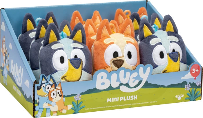 Bluey Mini-Plüsch 2-fach assortiert, Bluey oder Bingo, 8.5 cm hoch, ab 3 Jahren