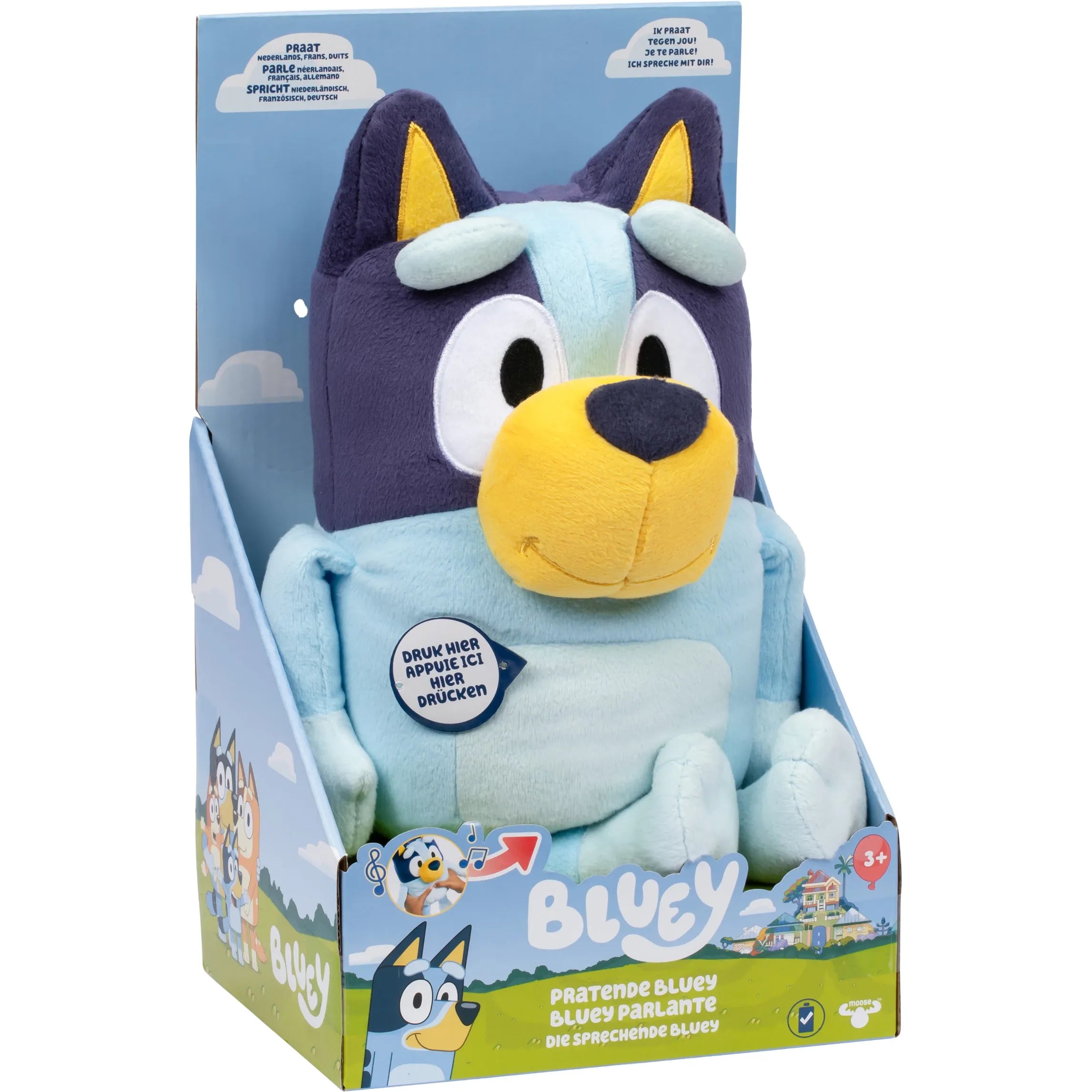 Bluey Talking Plüsch, d/f 9 Sätze, Titelsong, Batt. 2xAA inkl., ab 3 Jahren