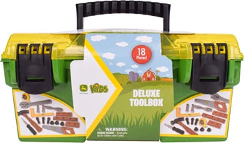 John Deere Deluxe Werkzeugbox 18 Teile, Hammer, Säge, Massband und vieles mehr, ab 3 Jahren
