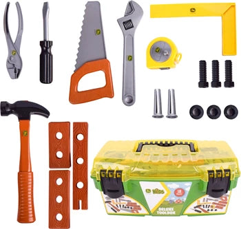 John Deere Deluxe Werkzeugbox 18 Teile, Hammer, Säge, Massband und vieles mehr, ab 3 Jahren